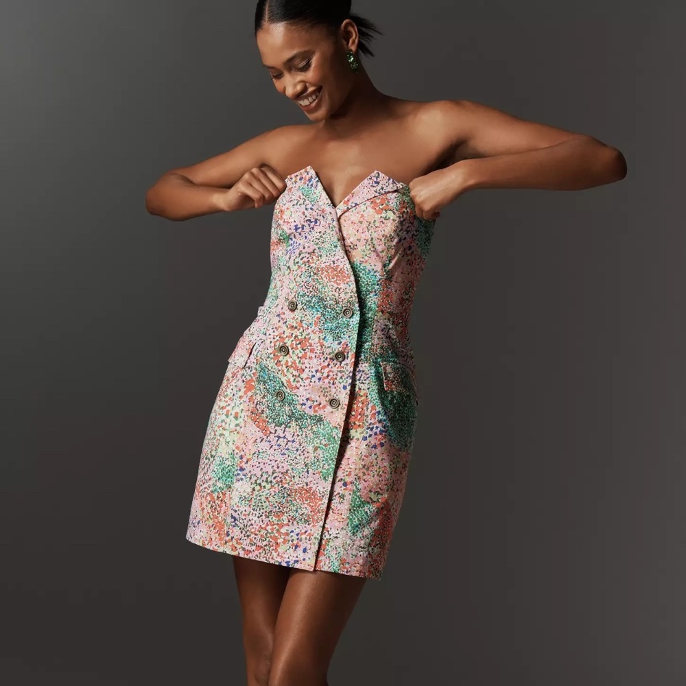 Anthropologie Strapless Blazer Shift Mini Dress By Maeve NWT - Picture 3 of 5